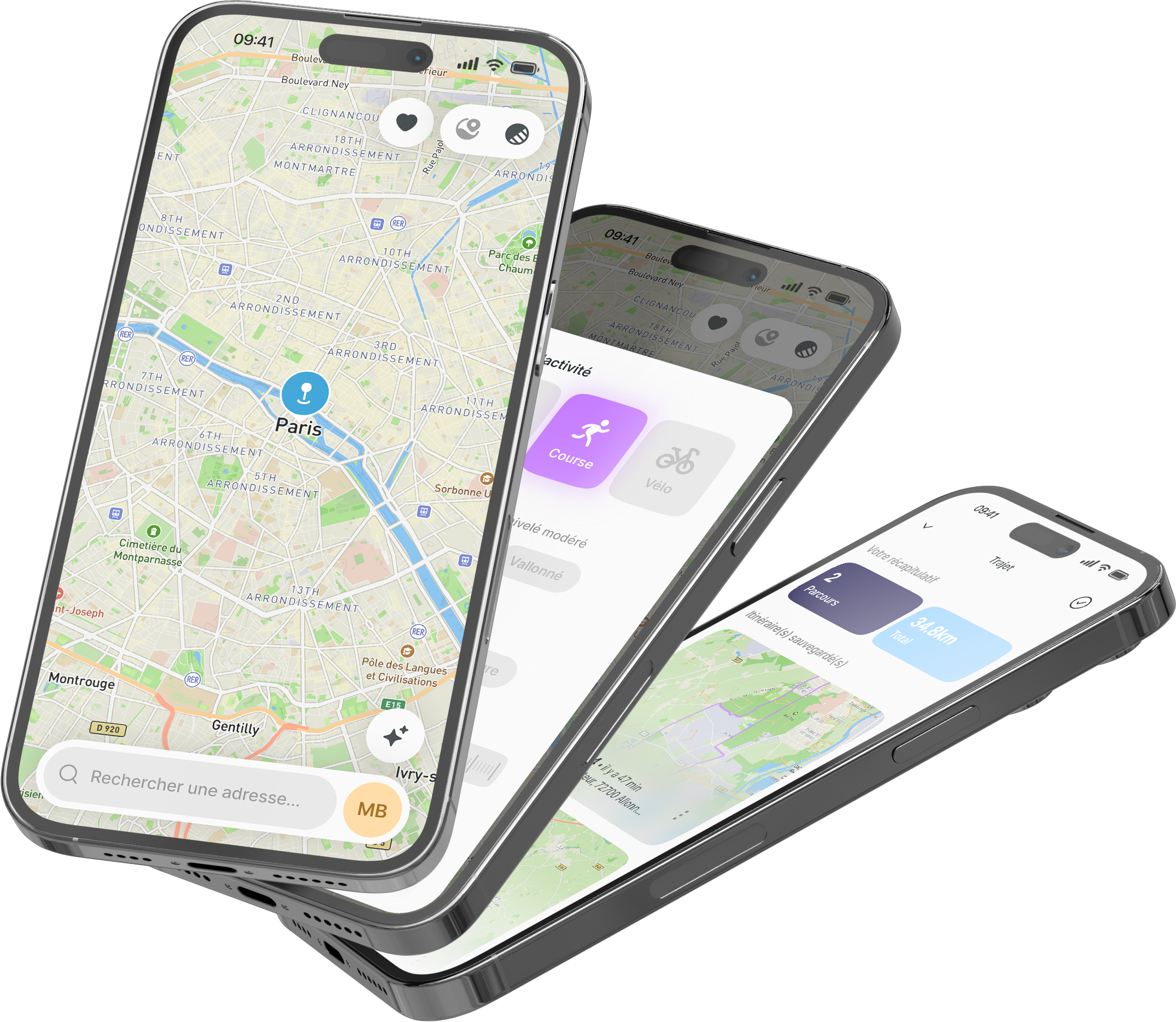 Interface de l'application Trailix